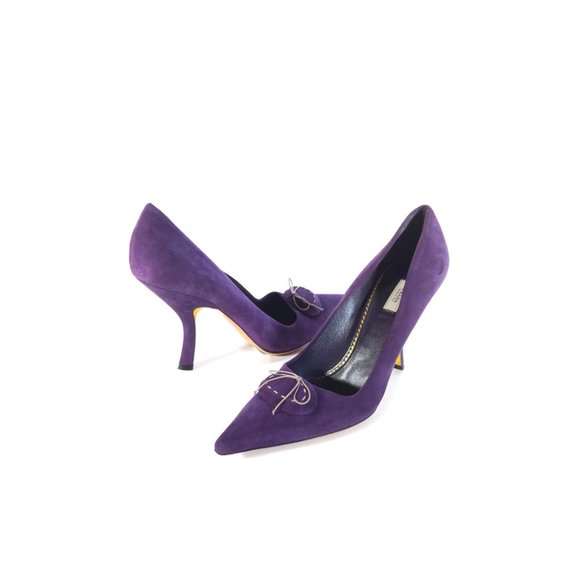 PRADA SHOES Womens 37 PURPLE Suede Pumps Heels Size 7 - Picture 2 of 10